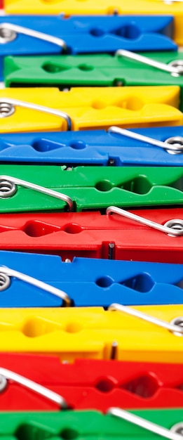 Closeup image of colorful clothespins 