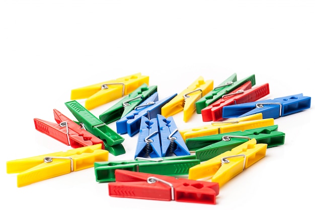 Closeup image of colorful clothespins 