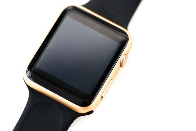 Closeup of mockup smartwatch isolated on whtie background