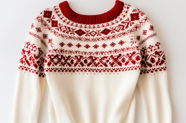 Free Photo closeup photo of a white and red christmas jumper