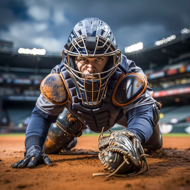 Closeup portrait on baseball player