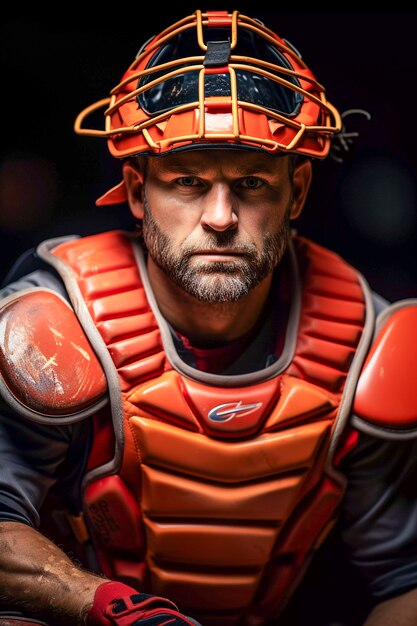 Closeup portrait on baseball player