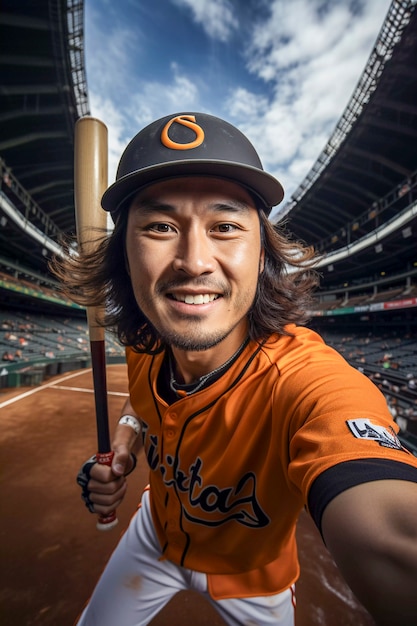 Closeup portrait on baseball player