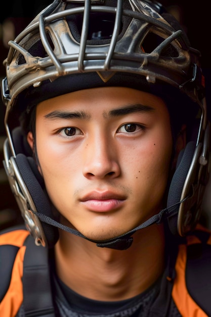 Closeup portrait on baseball player