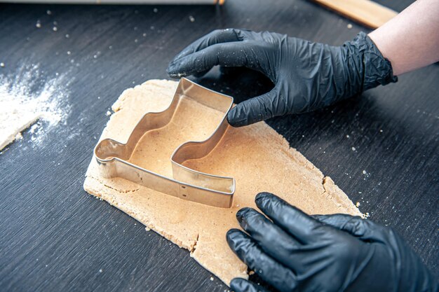 Closeup the process of making handmade gingerbread