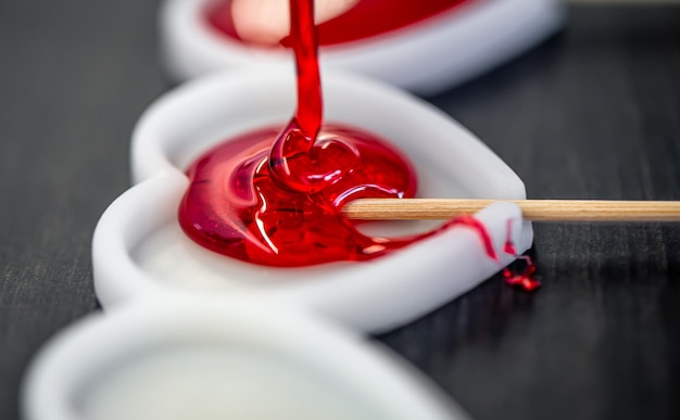 Closeup the process of making lollipops from natural ingredients