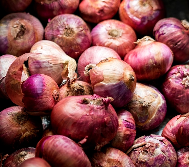 Free Photo closeup of red onions cooking ingredients