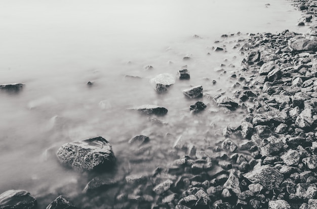 Free Photo closeup of rocks at the coast of the sea