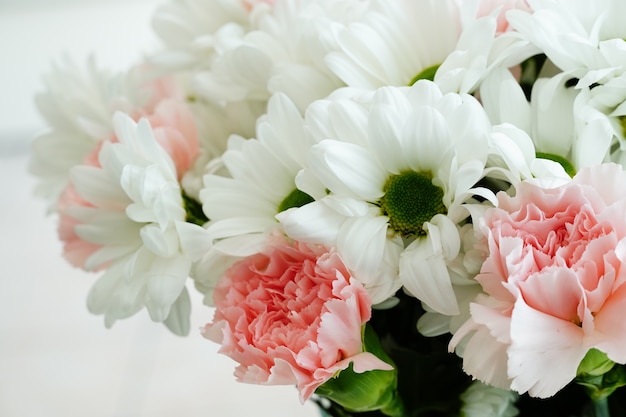 Free Photo closeup shot of a beautiful bouquet with colorful flowers and transvaal daisies under the lights