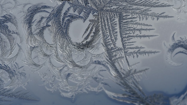 Free photo closeup shot of beautiful frost patterns and textures on glass