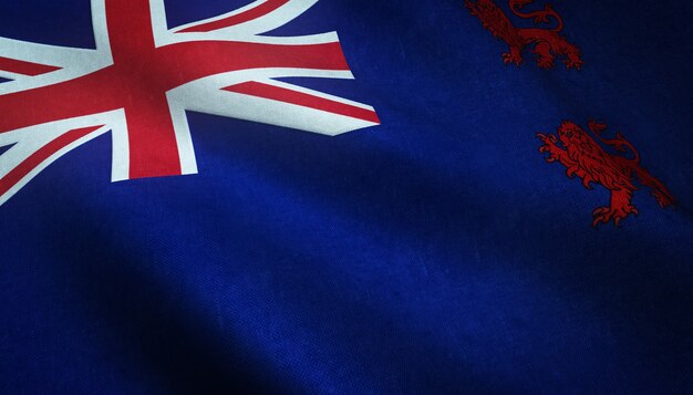 Closeup shot of British flag with interesting textures