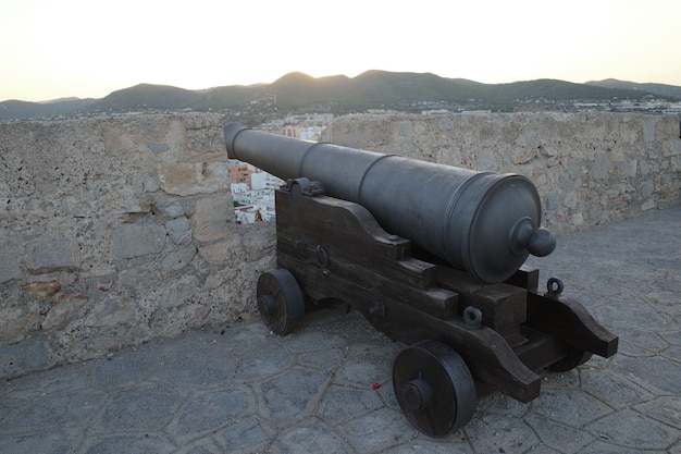 Free photo closeup shot of a cannon in a fort