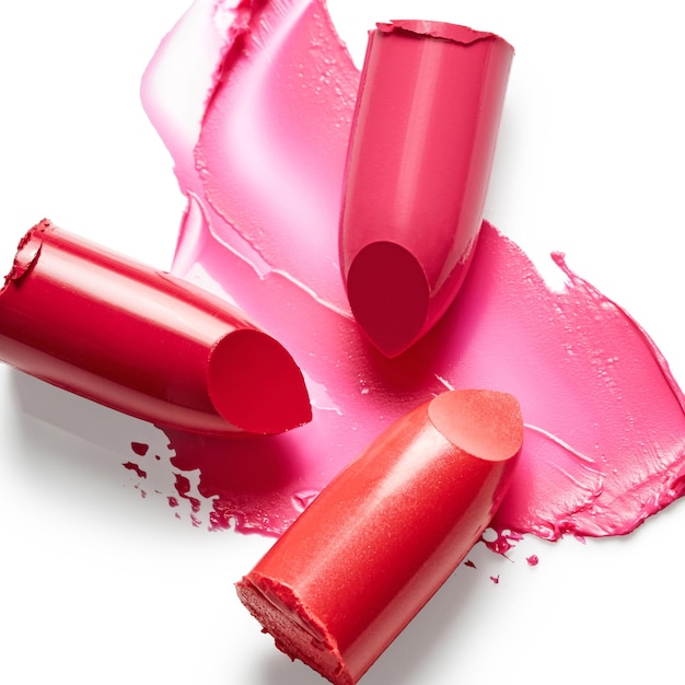 Free photo closeup shot of colorful lipsticks on white