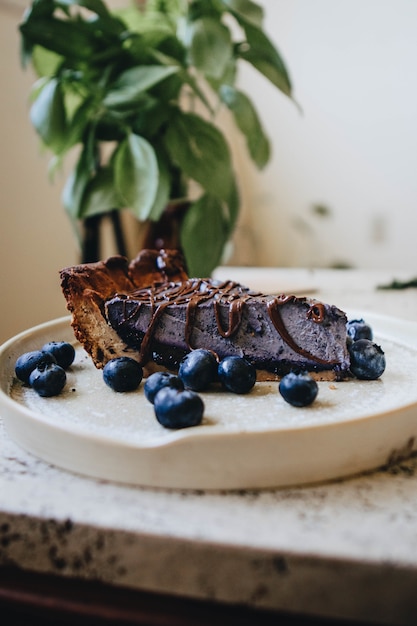 Closeup shot of a delicious blueberry cake