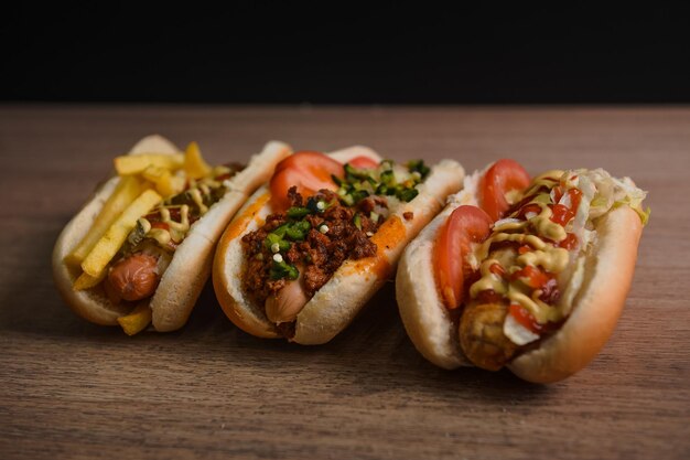 Free Photo closeup shot of delicious hot dogs with tasty dressings