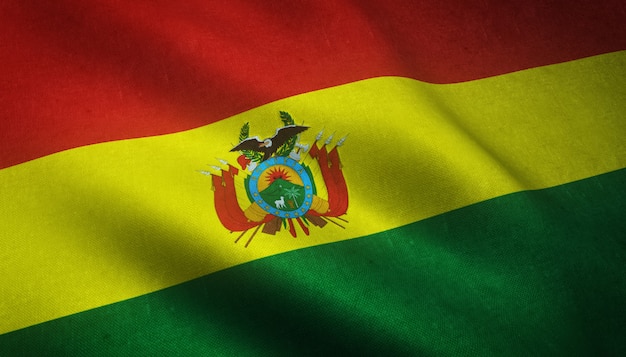 Free Photo closeup shot of the flag of bolivia with interesting textures