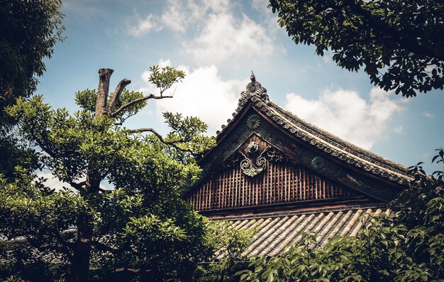 Closeup shot fo the roof of the Nijō Castle, Kyoto, Japan