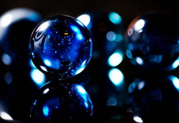 Closeup shot of glass marbles