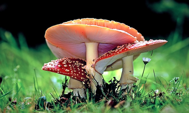 Free photo closeup shot of growing mushrooms in the forest at daytime