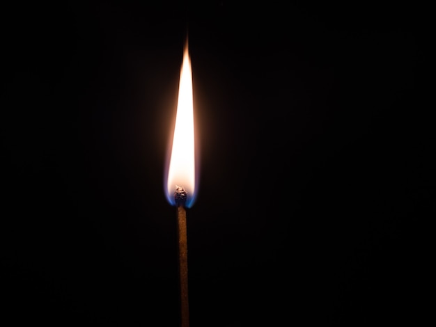 Free Photo closeup shot of a lit match stick with a black background