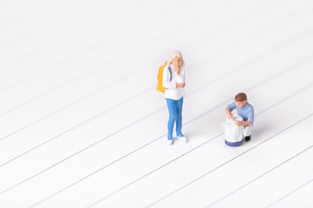 Closeup shot of miniature figurines of students