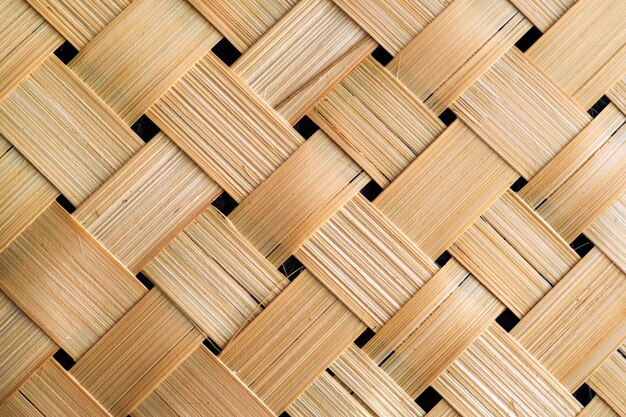 Closeup shot of the old bamboo weave texture