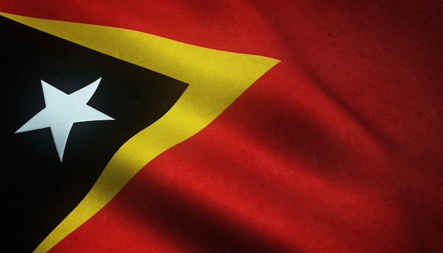 Free Photo closeup shot of the realistic flag of east timor with interesting textures