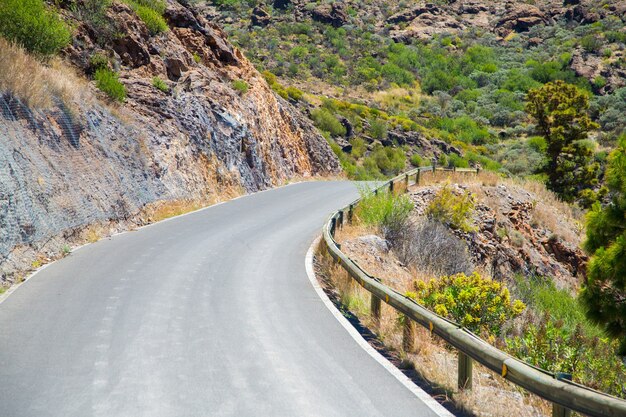 Closeup shot of a road in a rocky area