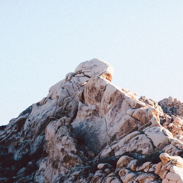 Closeup shot of rock formations under a clear sky