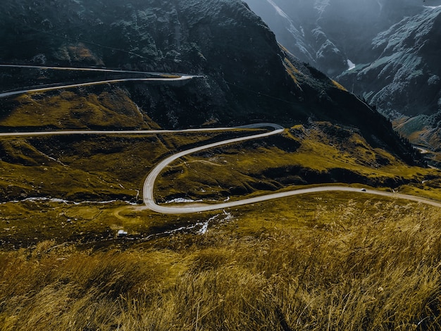 Closeup shot of Transfagarasan highway on a sunny day