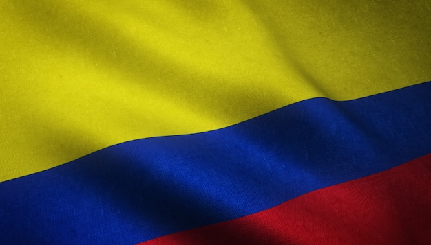 Free photo closeup shot of a waving flag of colombia with grungy textures