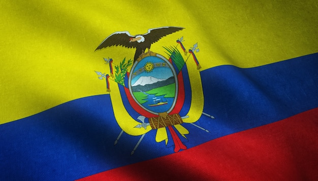 Free photo closeup shot of the waving flag of ecuador with interesting textures