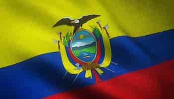 Free photo closeup shot of the waving flag of ecuador with interesting textures