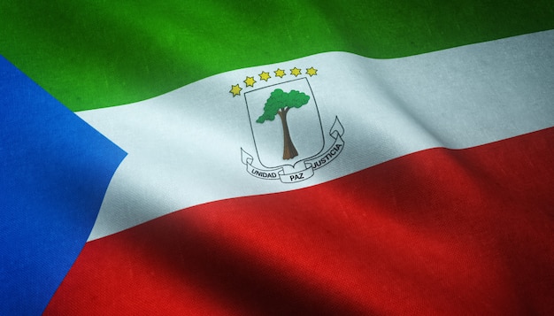 Free Photo closeup shot of the waving flag of equatorial guinea with interesting textures