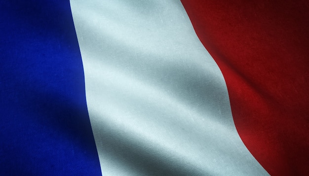 Free photo closeup shot of the waving flag of france with interesting textures