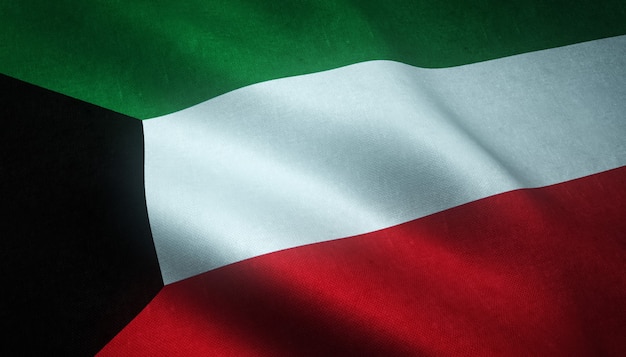 Free photo closeup shot of the waving flag of kuwait with interesting textures