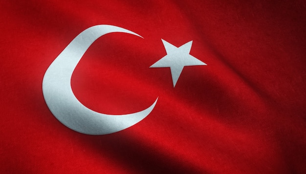 Free Photo closeup shot of the waving flag of turkey with interesting textures