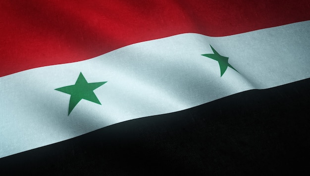 Free photo closeup shot of the waving flag of the united arab republic of syria with interesting textures