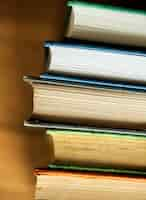 Free photo closeup of stack of antique books educational, academic and literary concept