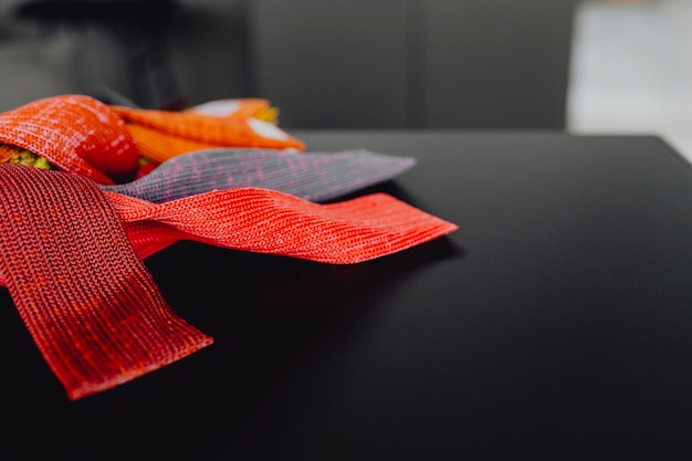 Free photo closeup of textile samples on a black table