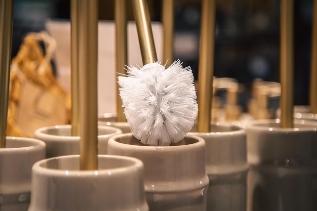 Free Photo closeup toilet brushes in a home improvement store