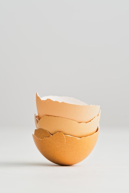 Closeup vertical shot of eggshells isolated