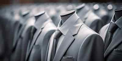 Free photo closeup view of a line of grey suit jackets