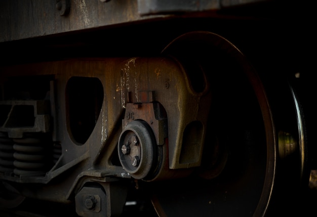 Free Photo a closeup view of the wheels of a train