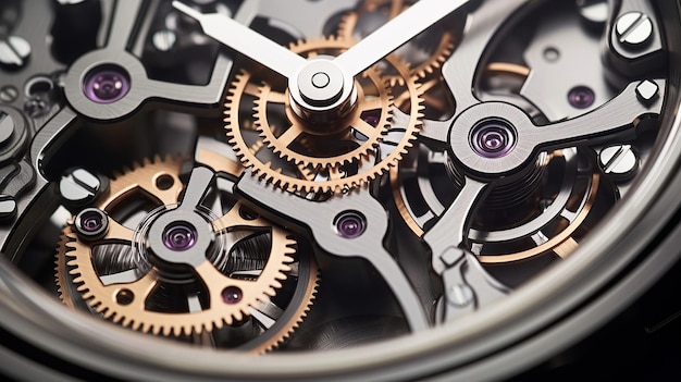 Free Photo a closeup of a watch's interior showcases its meticulous and intricate mechanics