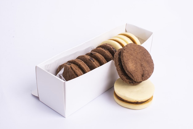 Free photo closeup of yummy chocolate cookies against a white table