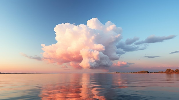 Free Photo cloud hovering over a tranquil sea at dusk