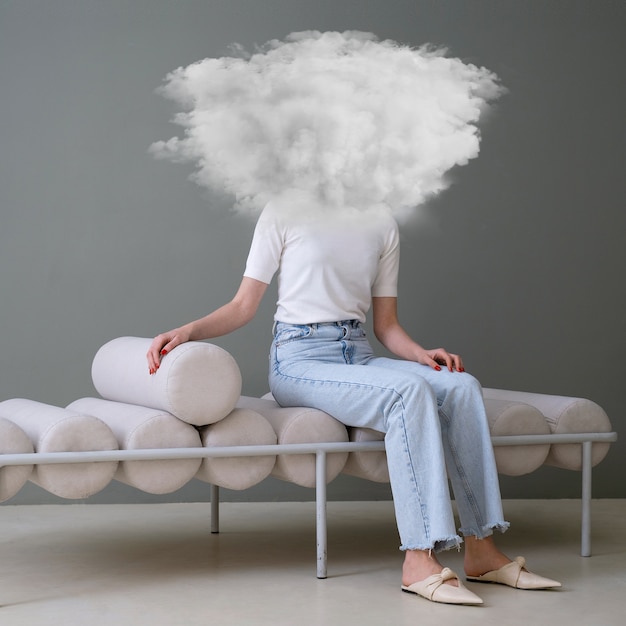 Free photo cloud shaped heads collage