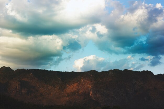 Cloudy Blue Sky Beauytiful Scene with Mountain