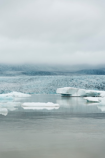 Free photo cloudy nature landscape by lake